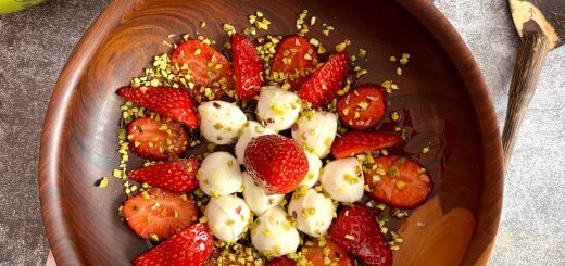 Ensalada fresas mozzarela